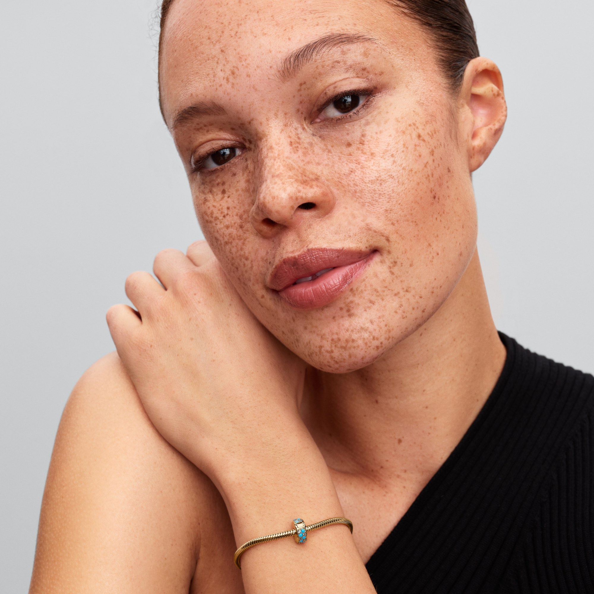 Pandora Aqua Blue CLIP - Gelbgold Vergoldung – Ansicht 4