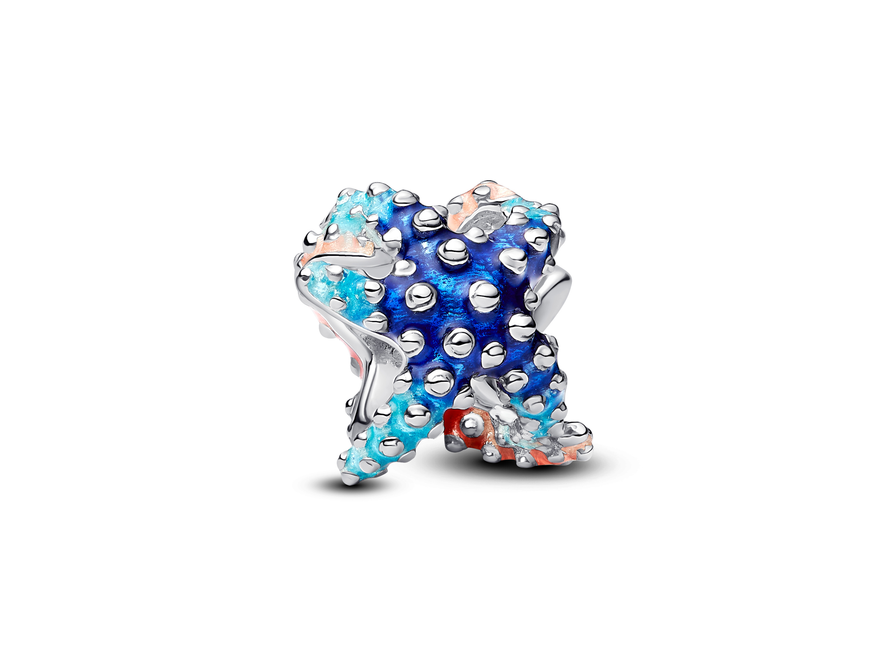 Pandora 793817C01 - Seesterne Mini Charm Türkis + Rotorange - Sterling Silber