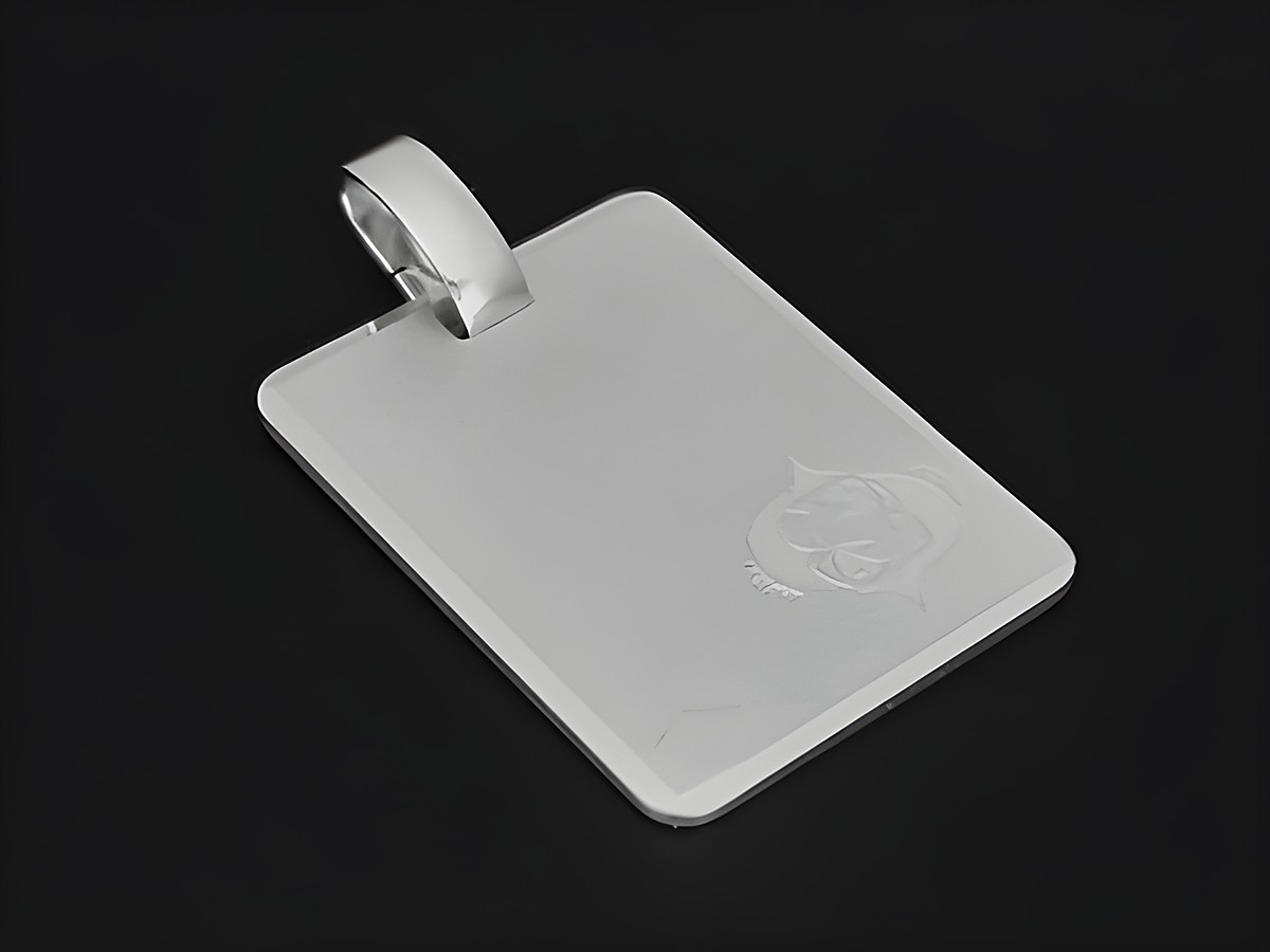 Silber Anhänger mit Gravurplatte im matten Design, Sternzeichen Fische, rhodiniert, Hersteller Juwelier Harnisch. Ideal als persönliches Geschenk für Fische-Geborene.