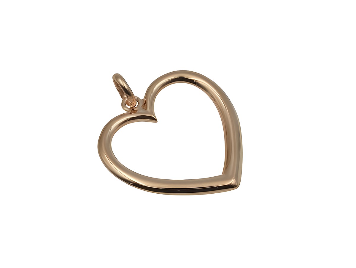 Herzförmiger Anhänger aus 925 Sterling Silber, poliert und roségold vergoldet, flach gestaltet, ideal als Schmuckstück. Hersteller Juwelier Harnisch.