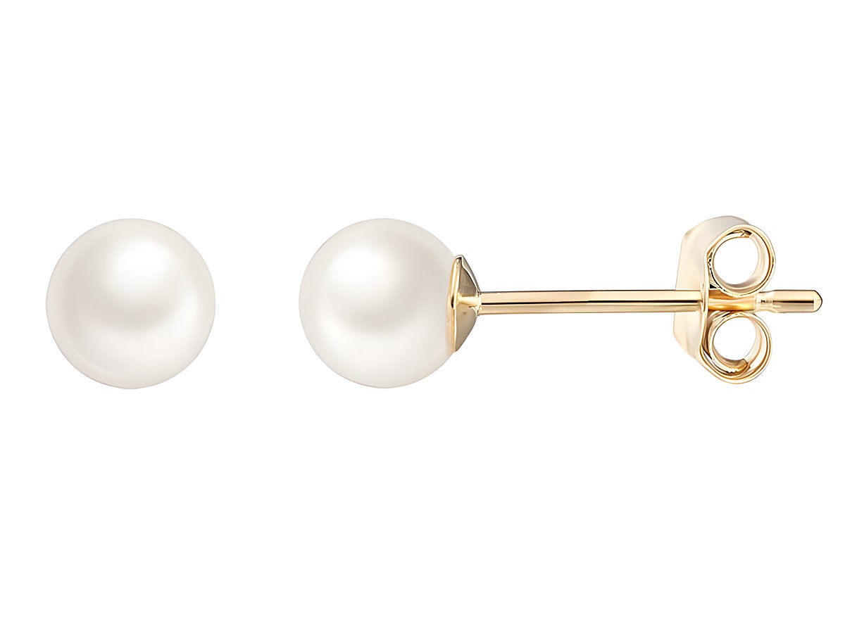 Gelbgold 585 Ohrstecker von Xenox mit polierten echten Perlen, elegantes Design für jeden Anlass, zeitlos und stilvoll, hochwertiger Ohrschmuck.