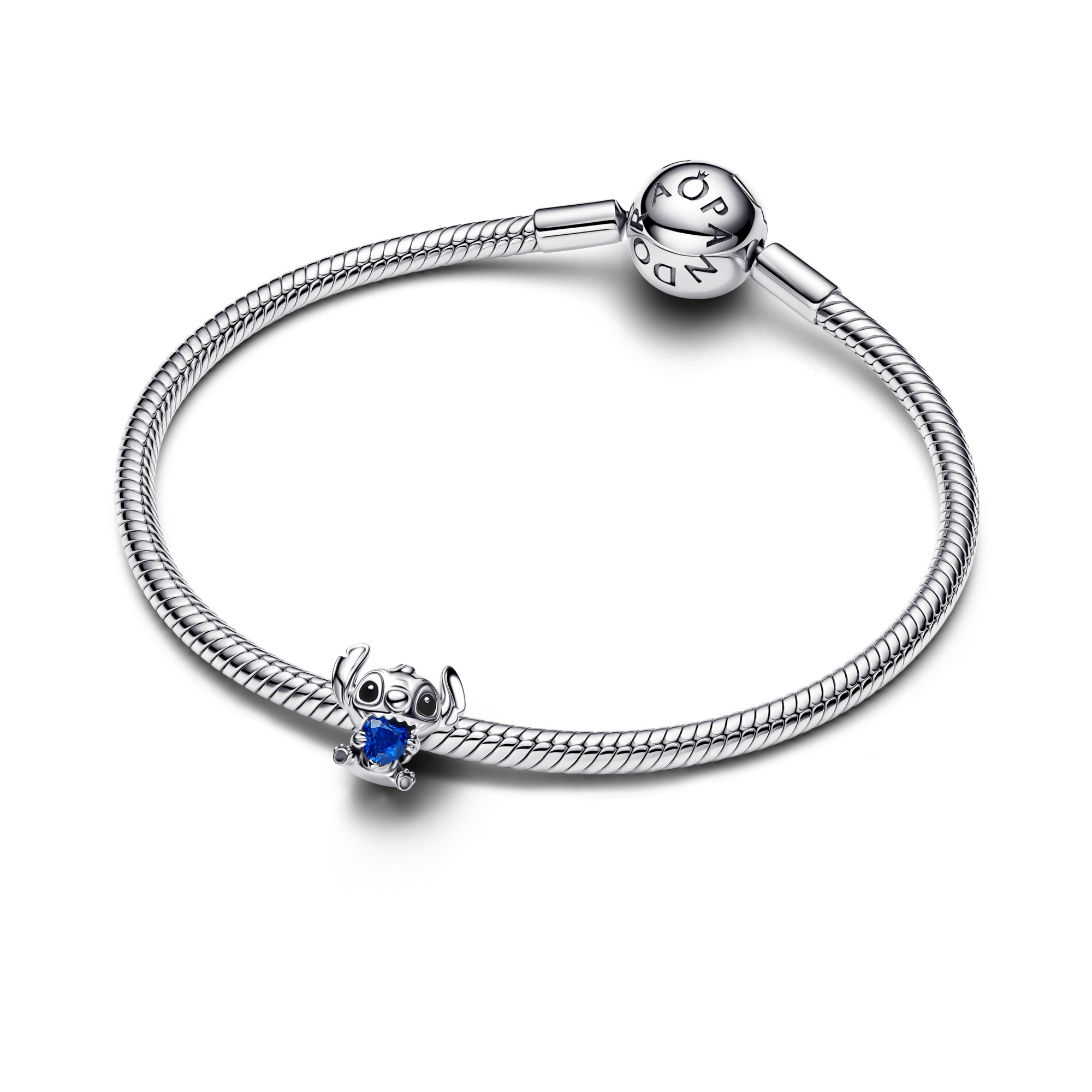 Pandora Disney Stitch Blaues Herz Charm - Sterling Silber - Kristall Emaille Blau – Ansicht 3
