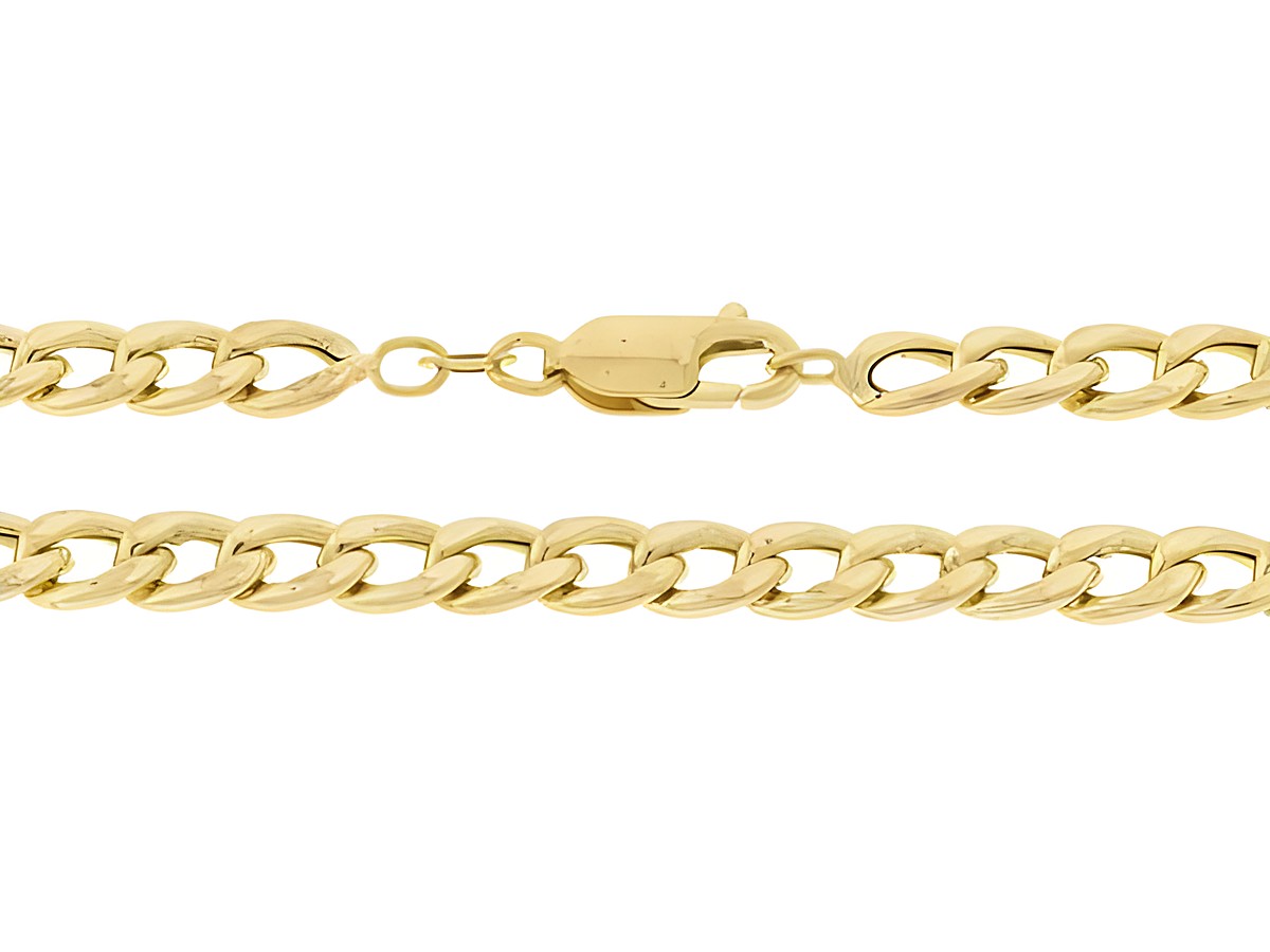 Panzerkette 333 Gold in 42 cm Länge mit einer Gliedergröße von 5,6 x 2,1 mm und Karabinerverschluss, hergestellt von Juwelier Harnisch, edles Design für jeden Anlass.