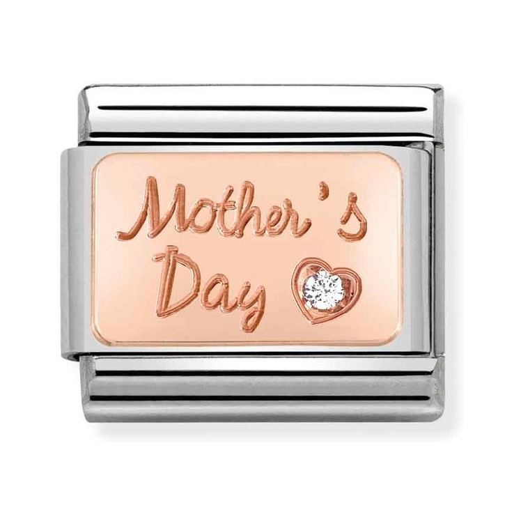 Nomination Composable Classic Charm Mother's Day - Edelstahl, Gold 375 Roségold, Zirkonia