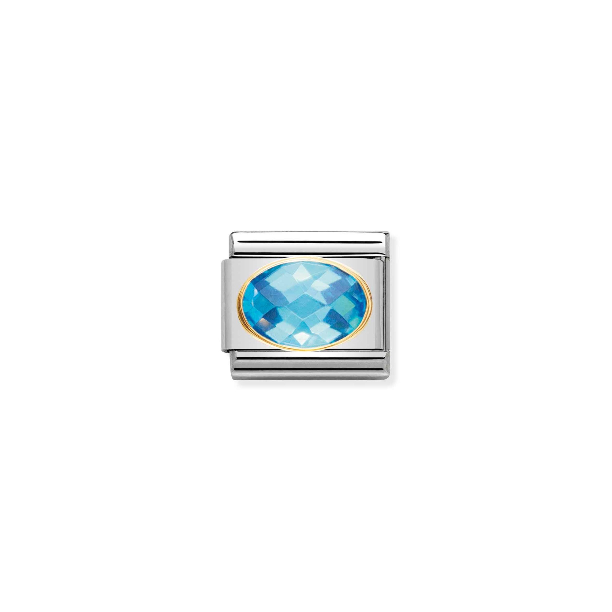 Nomination Composable Classic Charm Zirkonia himmelblau - Edelstahl, Gold 750 Gelbgold – Ansicht 2