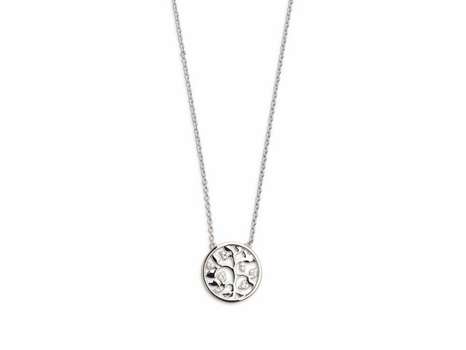 Xenox Sterling Silber Kette XS2944 mit Lebensbaum-Anhänger aus feinem Sterling Silber, Kette 40-45 cm lang, elegantes Design für jeden Anlass.