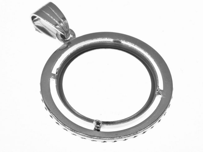 Münzfassung Anhänger aus 925 Sterling Silber, diamantiert, geeignet für Münzen mit maximal 20 mm Durchmesser, Hersteller Juwelier Harnisch, bis 2,5 cm Münzen.