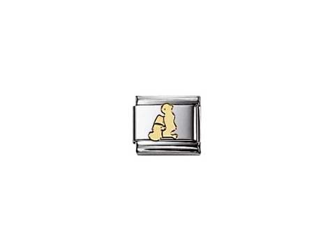 Classic Sternzeichen Wassermann von Nomination, gefertigt aus Gold und Edelstahl, zeigt ein stilisiertes Wassermann-Symbol in gelber Farbe auf einer silbernen Basis.