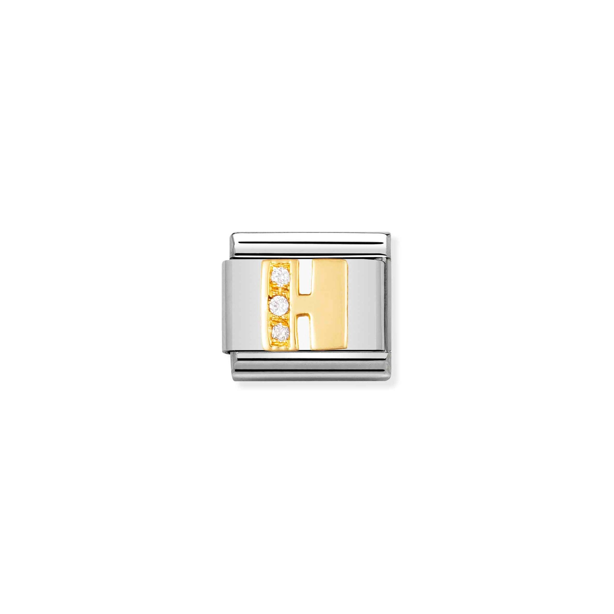 Nomination Composable Classic Charm Buchstabe H - Edelstahl, Gold 750 Gelbgold, Zirkonia