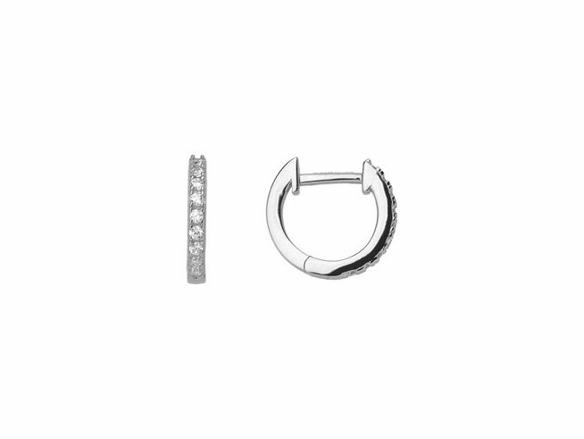 Xenox Sterling Silber Ohrringe XS8662 - CREOLEN, schlichte und elegante Creolen mit funkelnden Zirkonia-Steinen, die für einen anspruchsvollen Ohrschmuck sorgen.