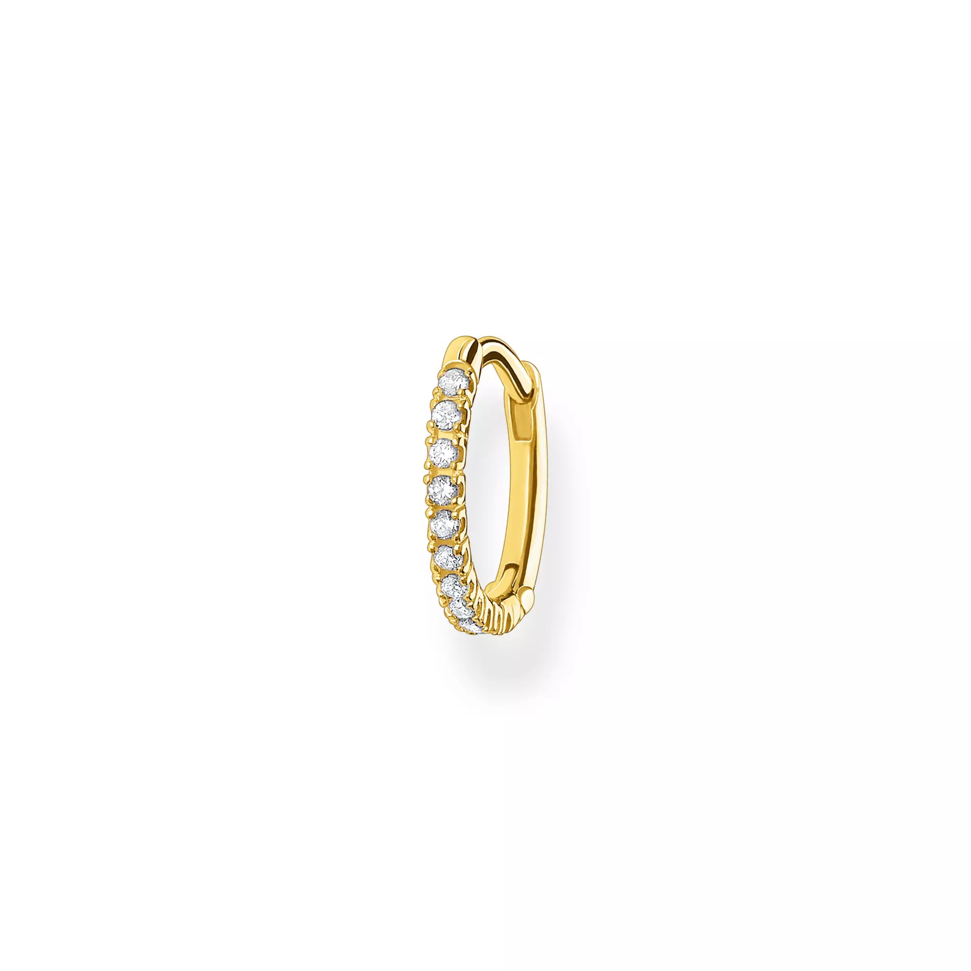 Thomas Sabo Einzel Creole weiße Steine gold – Silber – Zirkonia – 13 mm hoch