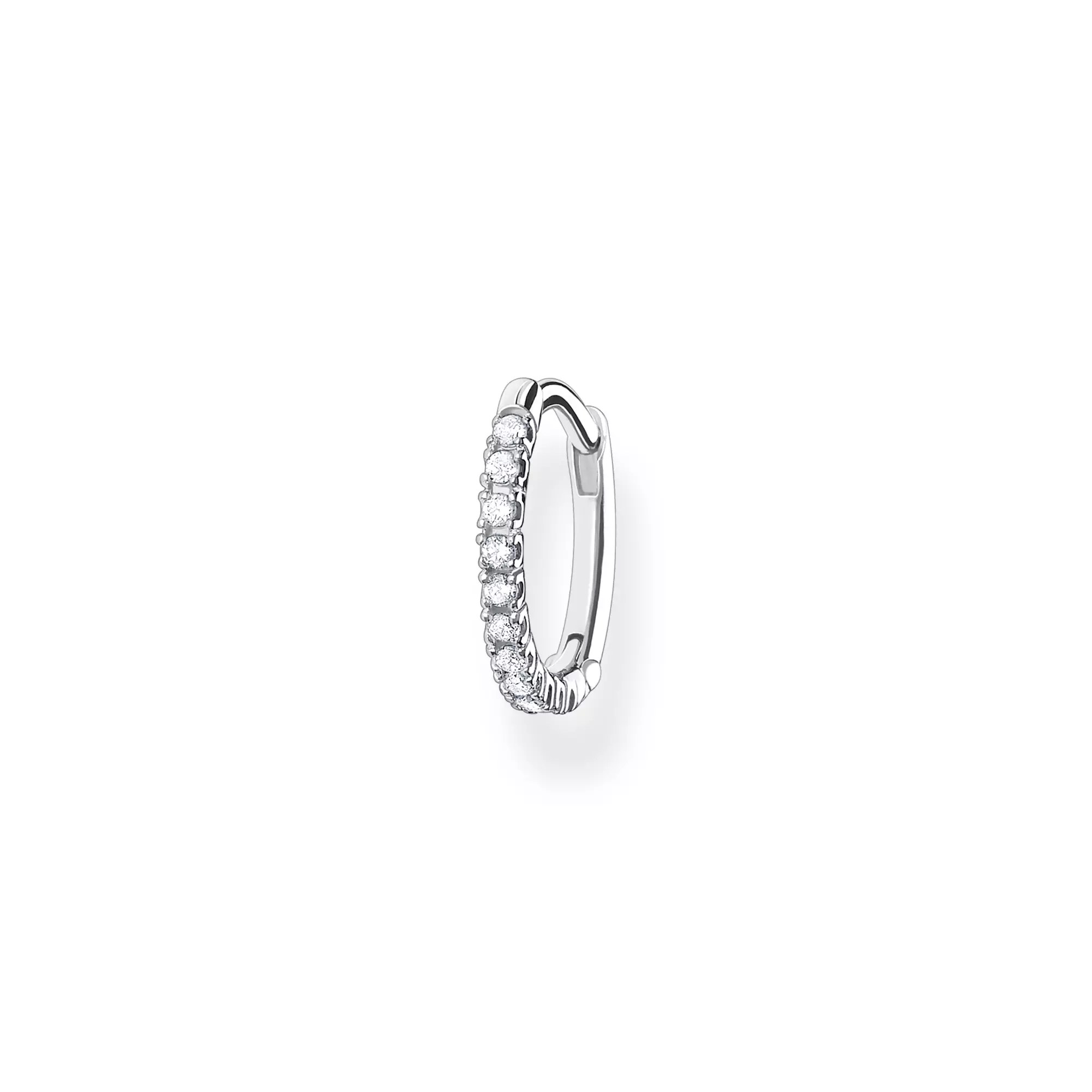 Thomas Sabo Einzel Creole weiße Steine silber – Zirkonia – 13 mm hoch
