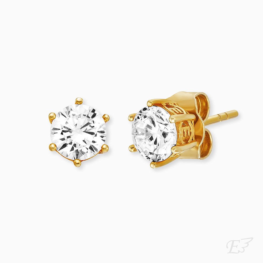 Engelsrufer BASIC Ohrstecker Shiny platiert mit Zirkonia - Gelbgold vergoldet auf Silber 4 mm – Ansicht 2