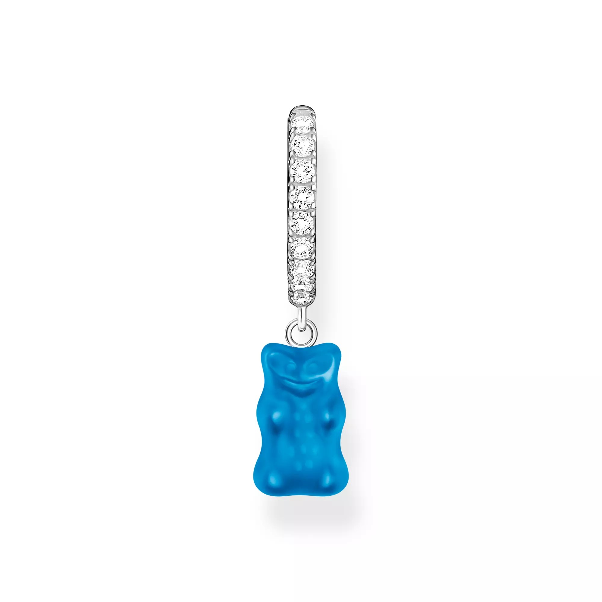 Thomas Sabo Einzel-Creole mit weißem Goldbären-Anhänger und Steinen Silber – HARIBO – Zirkonia