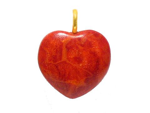 Schaumkoralle Gold auf Silber Anhänger in Herzform, leuchtend rot, handgefertigt vom Juwelier Harnisch, echte Koralle, elegantes Schmuckstück für jeden Anlass.