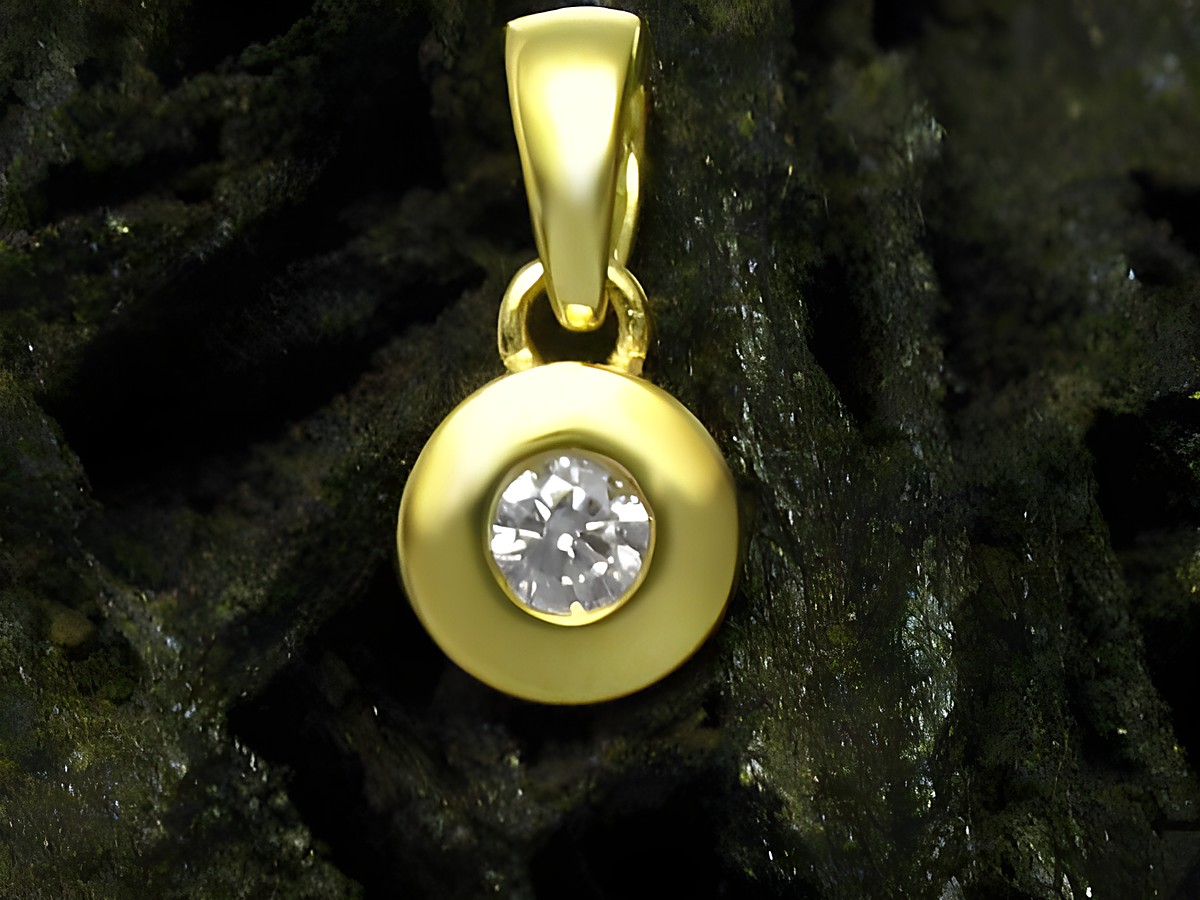 Traumhaftes MODERN 585 Gold Anhänger mit einem funkelnden Diamanten, hergestellt von Juwelier Harnisch, ideal für edlen Schmuck und besondere Anlässe.