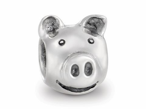 Schweinchen PANDORA Schmuck 790214 aus Silber, liebevoll gestaltetes charm in Form eines Schweins mit freundlichem Gesicht, ideal für die Moments Kollektion, Hersteller Pandora.