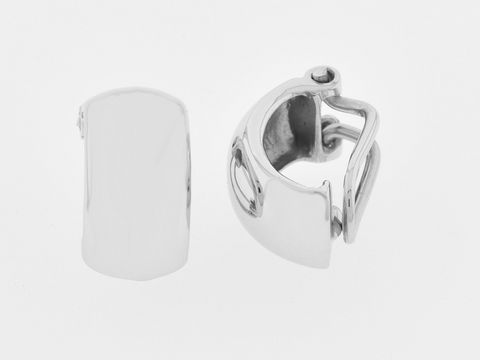 Silber Ohrclip - rhodiniert - edel, Hersteller: Juwelier Harnisch, Ohrclips in modernem Design, glänzende Oberfläche, ideal für elegante Anlässe.