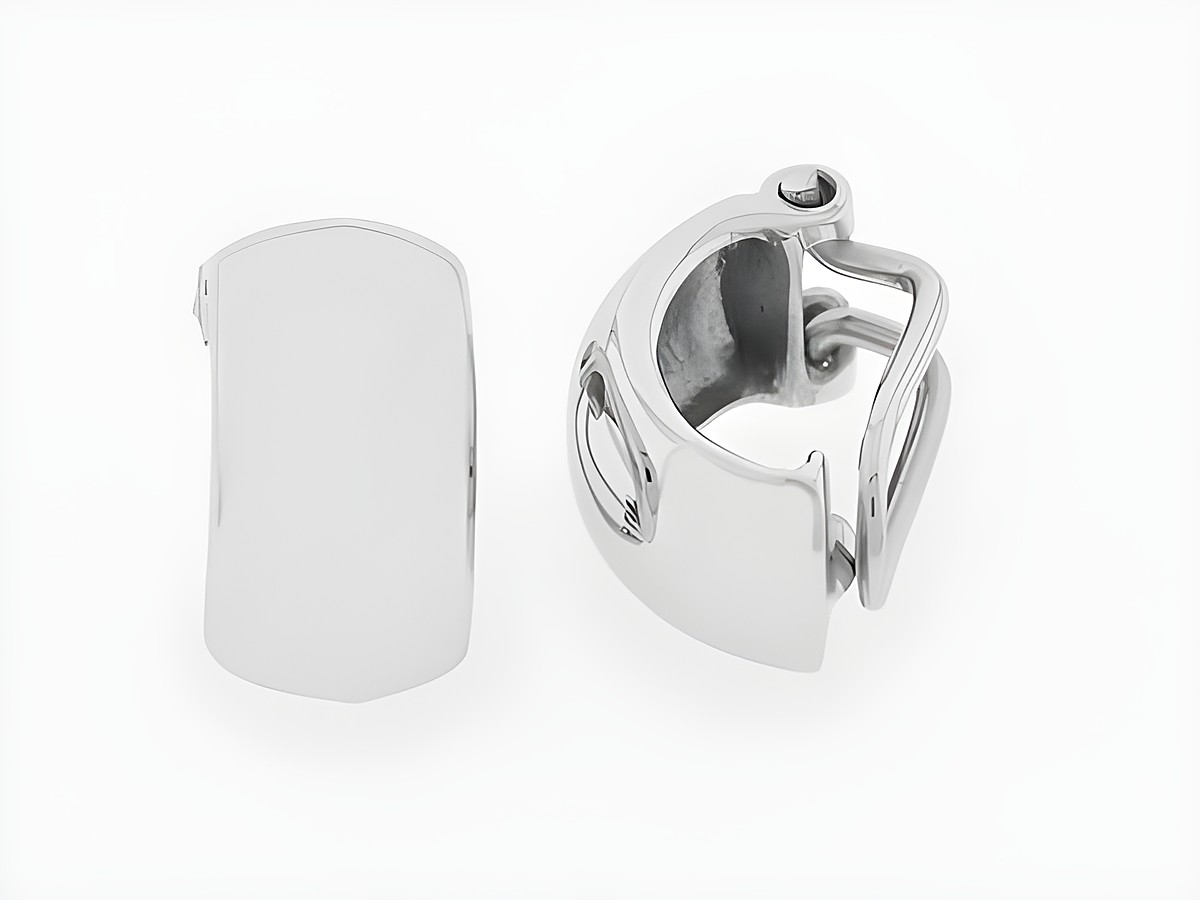 Silber Ohrclip - rhodiniert - edel, Hersteller: Juwelier Harnisch, Ohrclips in modernem Design, glänzende Oberfläche, ideal für elegante Anlässe.