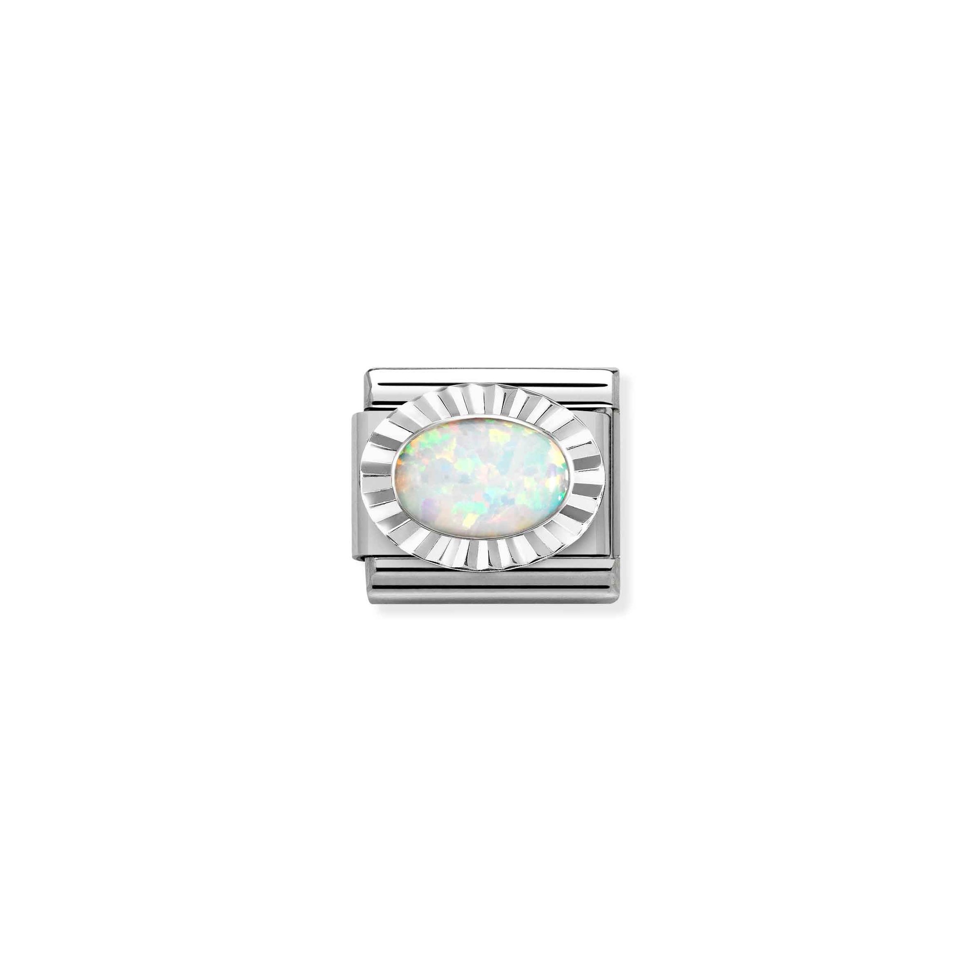 Nomination Composable Classic Charm Opal weiß - Edelstahl, Sterling Silber diamantiert