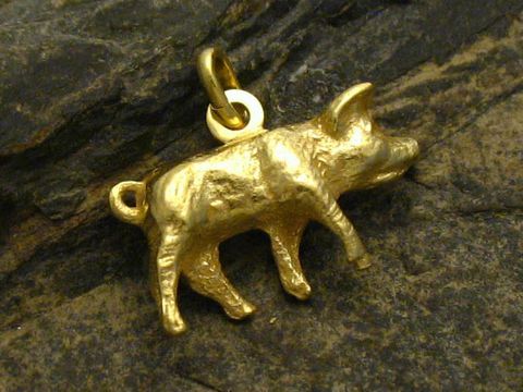 Wildschwein massiv Anhänger Gold 585 von Juwelier Harnisch, detaillierte Darstellung eines goldenen Wildschweins, ideal für Tierliebhaber und als modisches Accessoire.