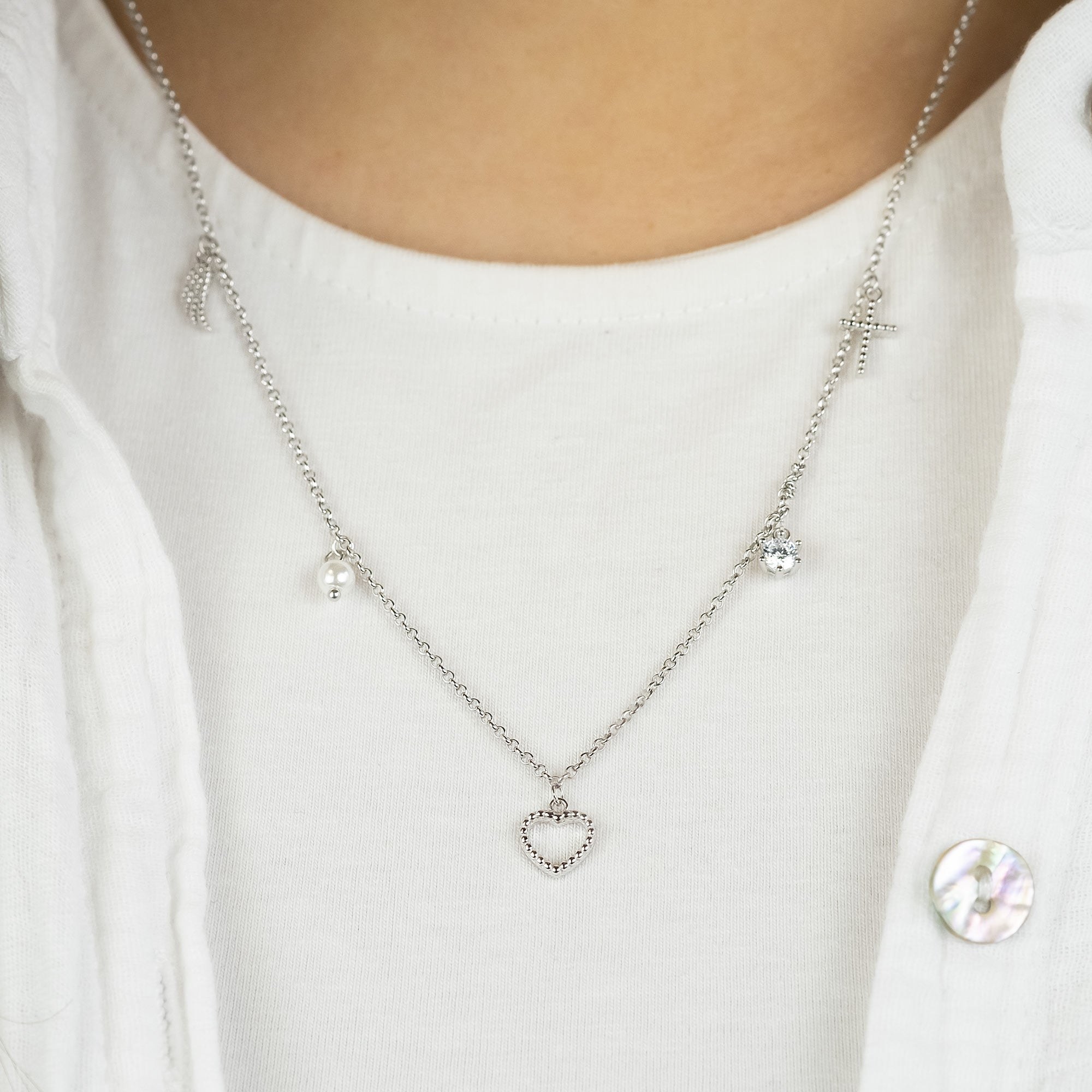Engelsrufer Kette Glaube, Liebe und Hoffnung Silber mit Zirkonia - 42 + 4 + 4 cm – Ansicht 4