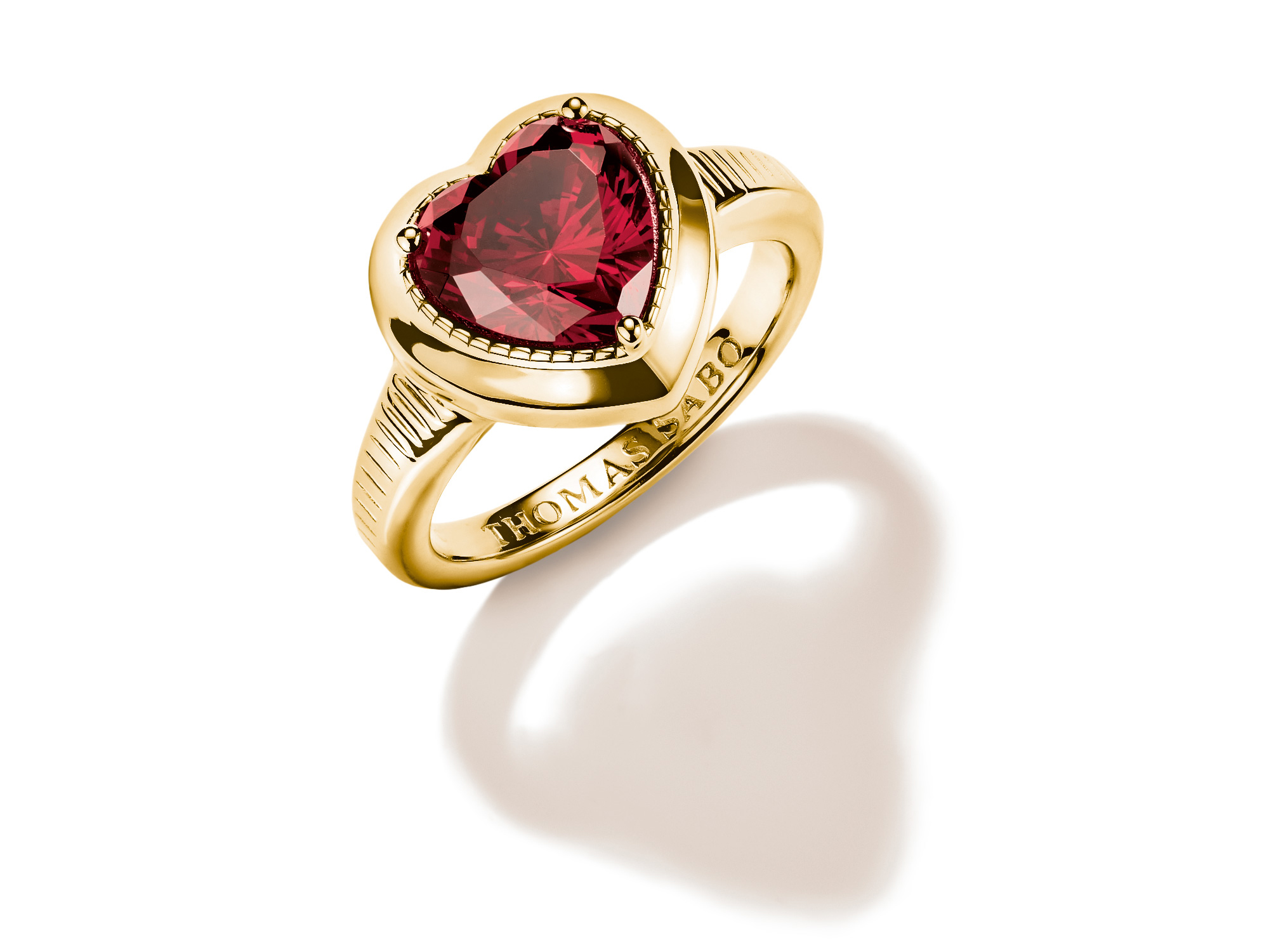 Thomas Sabo TR2524-414-10-58 ELYNDRA HERZ Ring - 750/- Gold auf Silber & Zirkonia - Rot - Gr. 58