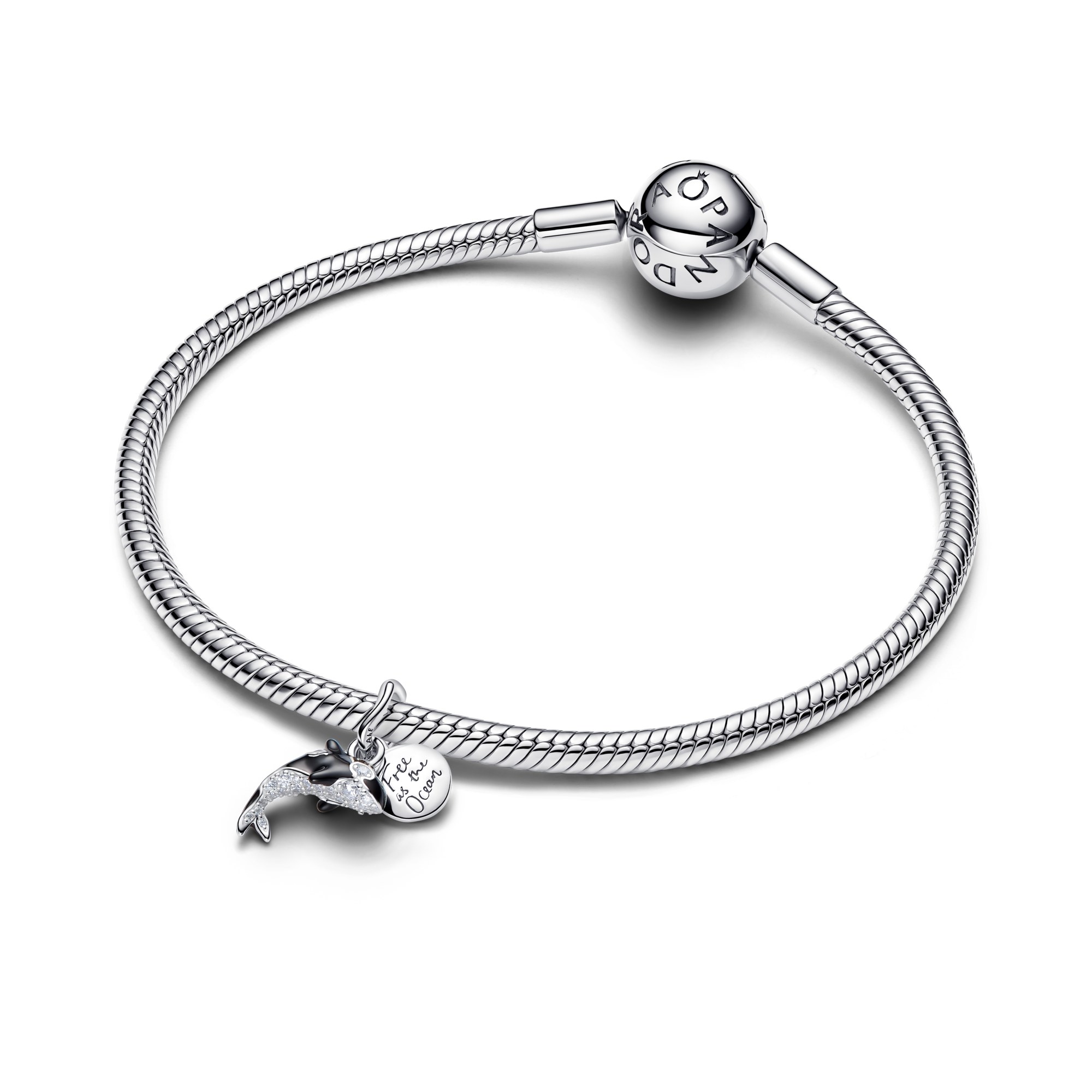 Pandora Orca Charm-Anhänger - Silber - Zirkonia + Emaille Schwarz – Ansicht 2