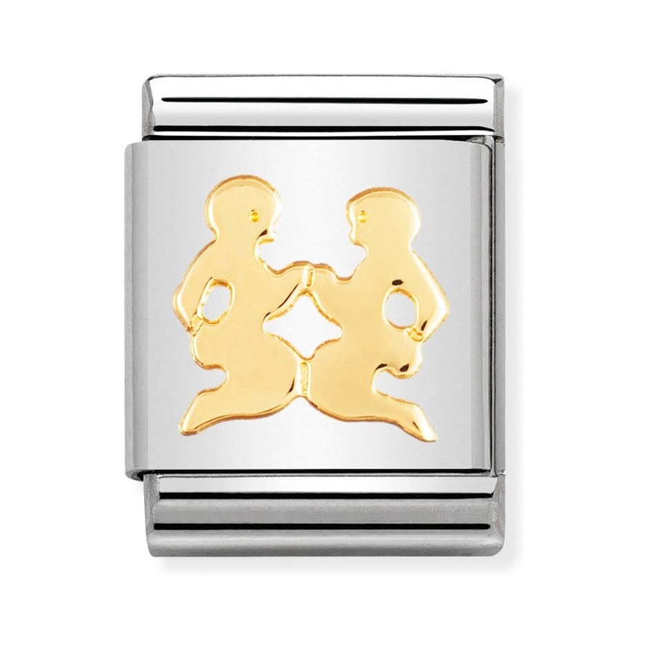 Nomination Composable Big Charm Sternzeichen Zwilling - Edelstahl, Gold 750 Gelbgold