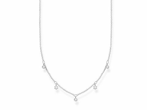Schöne Kette aus Silber der Thomas Sabo Charming Collection mit Zirkonia Steinen, längenverstellbar von 40 bis 45 cm, elegant und zeitlos im Design, ideal für jeden Anlass.