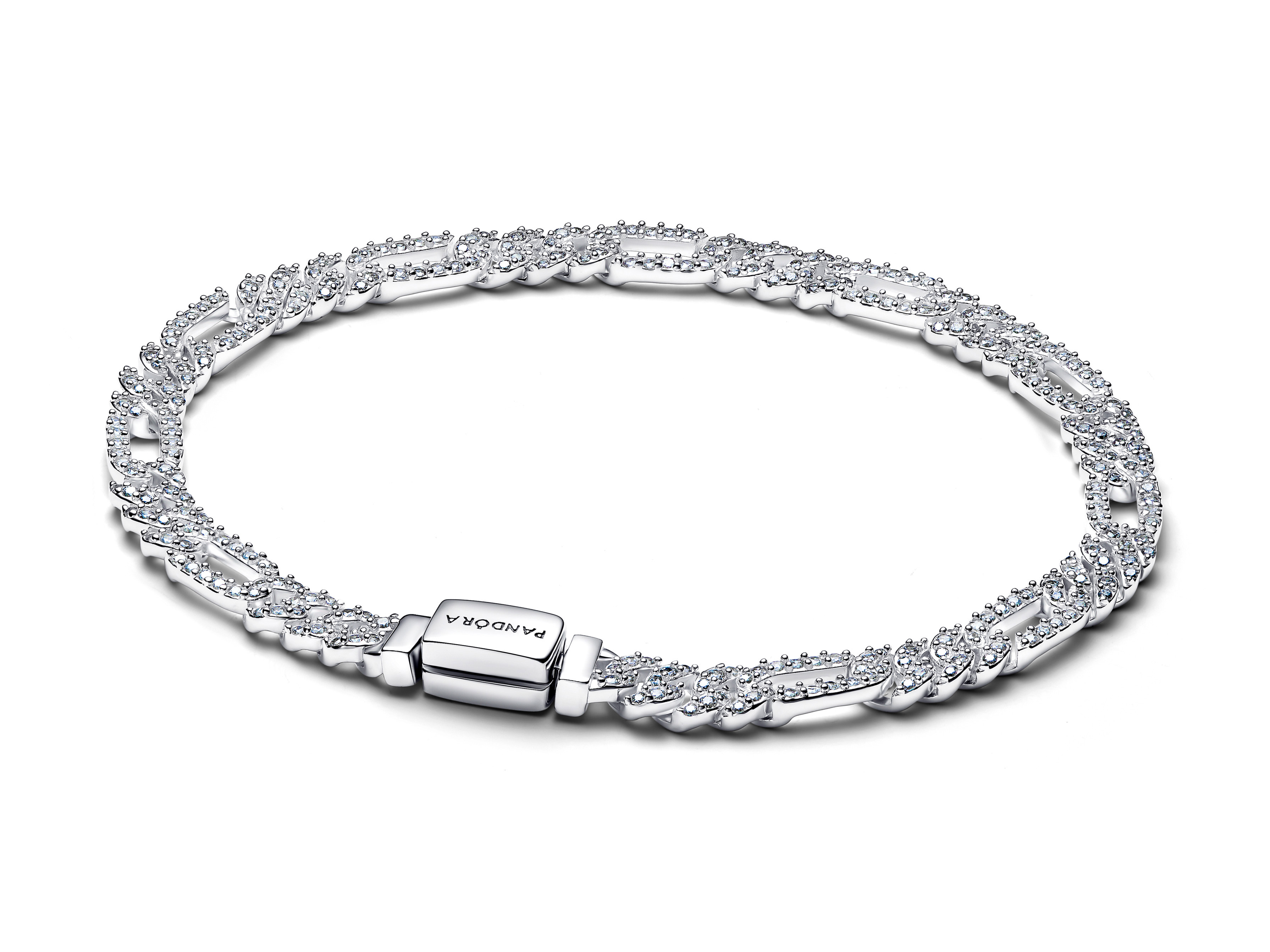 Pandora 594227C01-20 - Ovales Cuban-Panzerarmband - Sterling Silber - Zirkonia - 20 cm