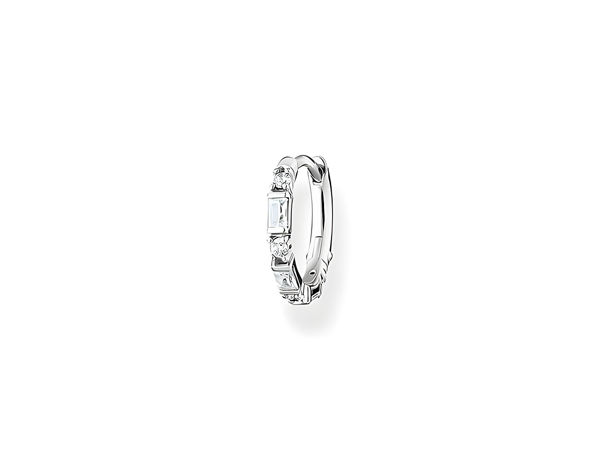 Ohrschmuck von Thomas Sabo aus Sterlingsilber mit weißen Zirkonia besetzt, designter Creolen-Style, elegantes und funkelndes Accessoire für jeden Anlass.