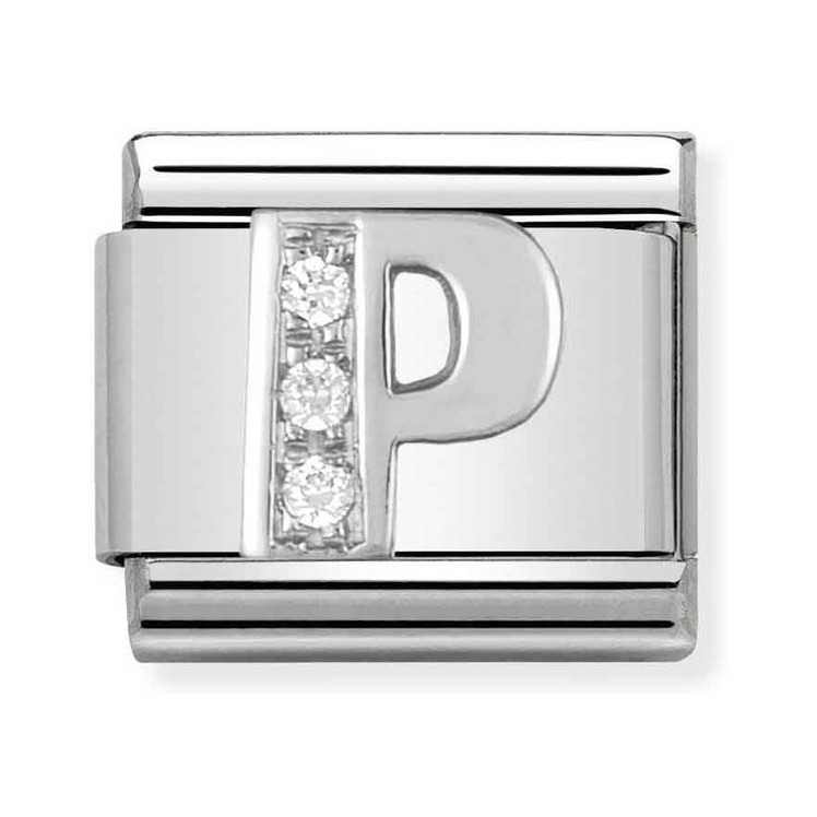 Nomination Composable Classic Charm Buchstabe P - Edelstahl, Sterling Silber, Zirkonia