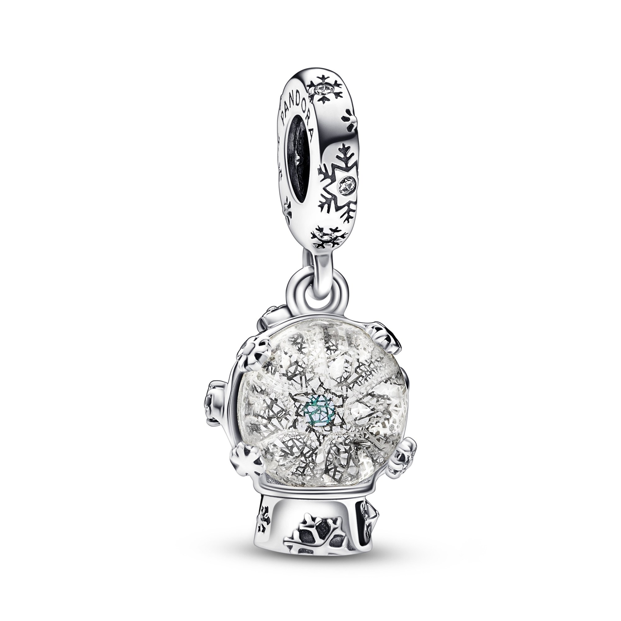Pandora charm - Schneeflocken Schneekugel - Silber