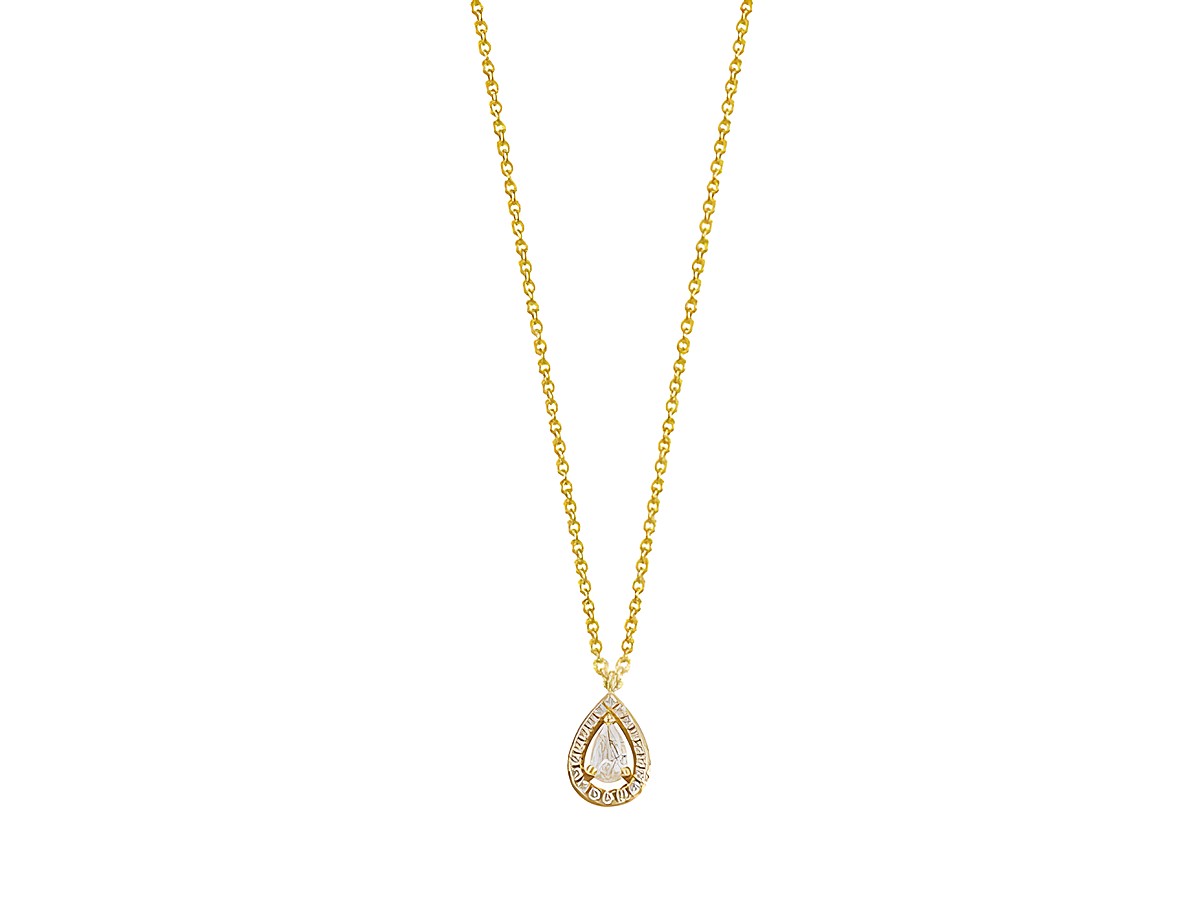 Xenox Sterling Silber Kette XS6074G mit FANCY CUT in Gelbgold vergoldet, 40-45 cm lang, verziert mit einem tropfenförmigen Anhänger, der funkelnde Akzente setzt.