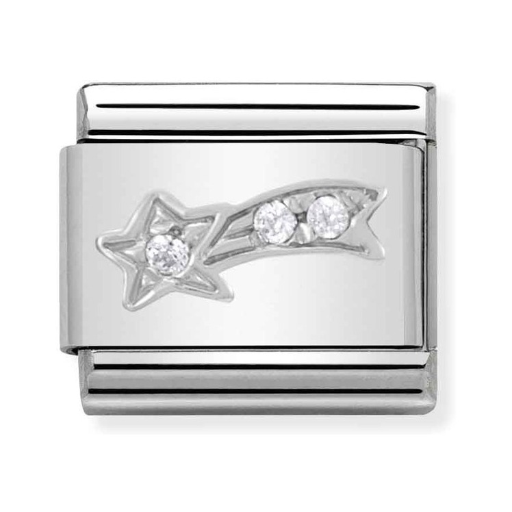 Nomination Composable Classic Charm Sternschnuppe - Edelstahl, Sterling Silber, Zirkonia
