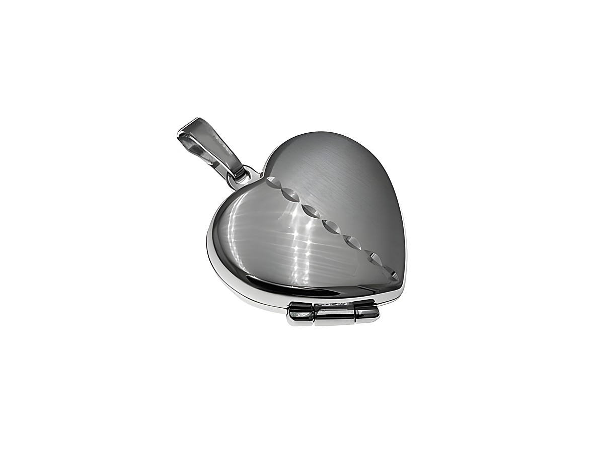 Silber Medaillon Herz mattiert poliert rhodiniert, Hersteller Juwelier Harnisch, in Herzform mit filigraner Kontur und elegantem Design, ideal für persönliche Erinnerungen.