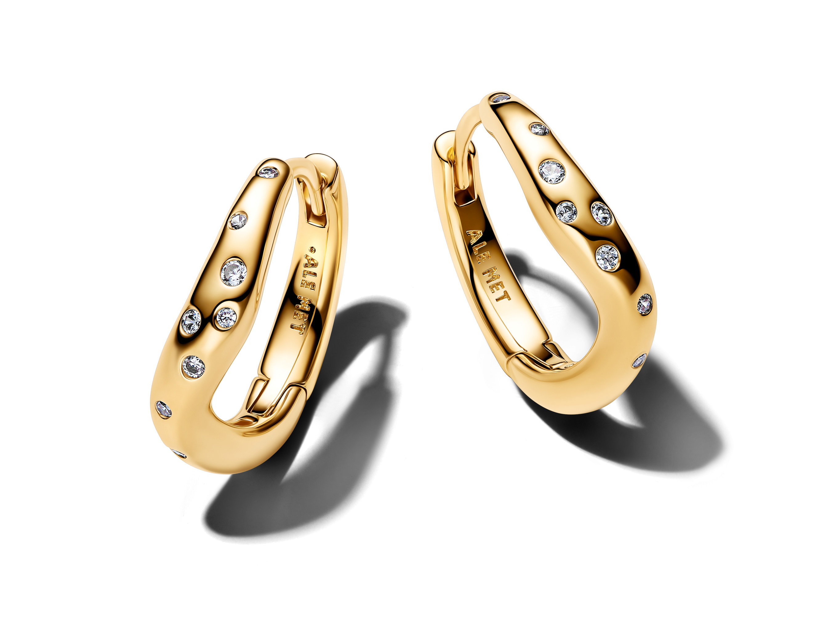 Pandora 264663C01 - Organisch geformte Creolen mit Steinen Zirkonia - Gelbgold Vergoldung