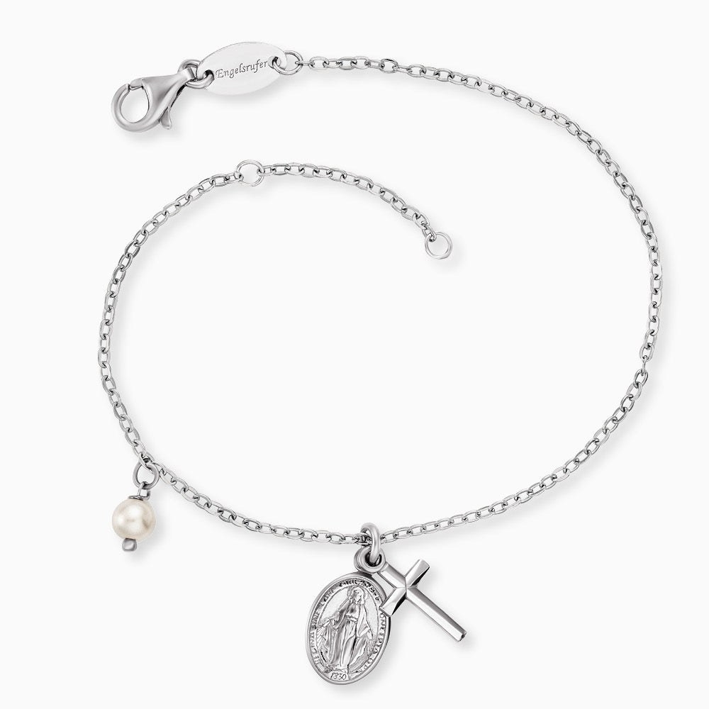 Engelsrufer MARIA Armband mit Perle - Silber rhodiniert & Perlmutt Weiß 17 cm – Ansicht 2