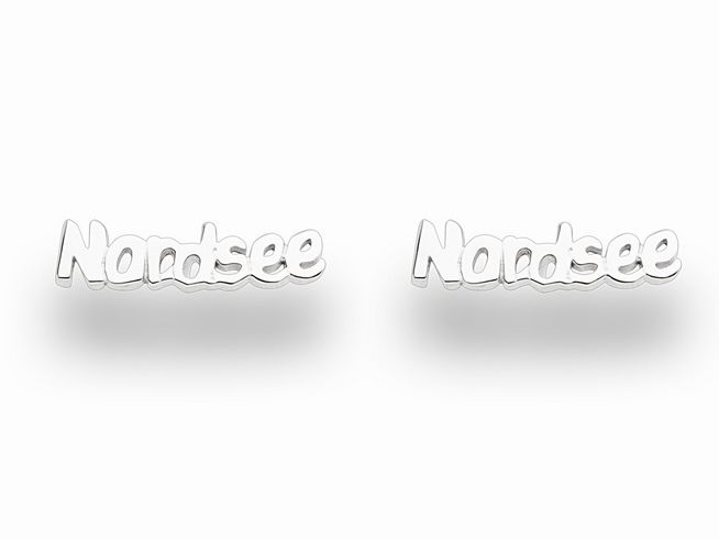 DUR Ohrringe mit dem Schriftzug Nordsee aus rhodiniertem Sterling Silber, eleganter und stilvoller Schmuck für jeden Anlass. Ideal als Geschenk oder für den eigenen Bedarf.