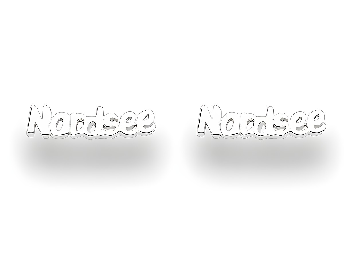 DUR Ohrringe mit dem Schriftzug Nordsee aus rhodiniertem Sterling Silber, eleganter und stilvoller Schmuck für jeden Anlass. Ideal als Geschenk oder für den eigenen Bedarf.