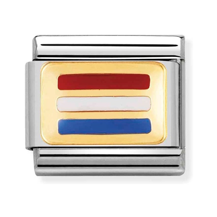 Nomination Composable Classic Charm Flagge Luxemburg - Edelstahl, Gold 750 Gelbgold, Emaille