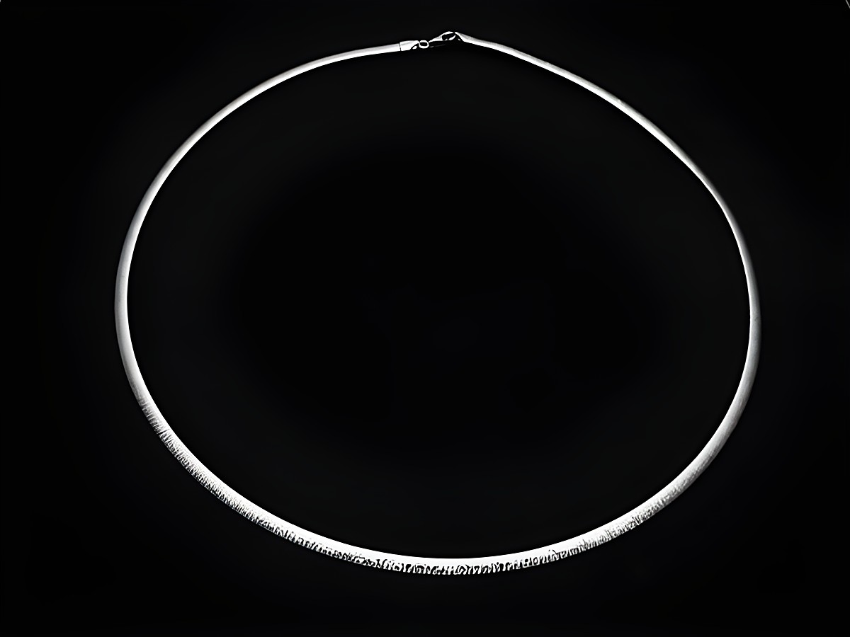 Silber Omega Reifen Tonda aus Sterling Silber, glitzernd, 45 cm lang, hergestellt von Juwelier Harnisch, elegantes Collier für besonderen Anlass. – Ansicht 2