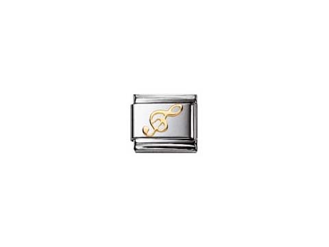 Schmuckelement von NOMINATION Classic MUSIC in Silber mit goldenem Violinschlüssel. Elegantes Design, ideal für Musikliebhaber und stilvolle Akzente.