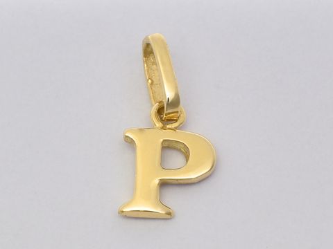 Gold Buchstaben Anhänger Buchstabe P in 585er Gold, Hersteller Juwelier Harnisch, hochwertig verarbeitet, als personalisiertes Schmuckstück ideal geeignet.