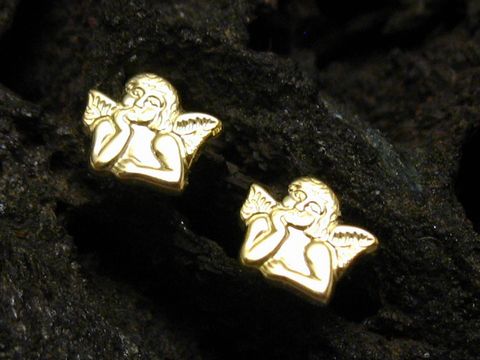 49000-0 Ohrringe Engel in Gold mit Schutzengel-Motiv, ideal für Kinder, hergestellt von Juwelier Harnisch, bezauberndes Design für kleine Träger.