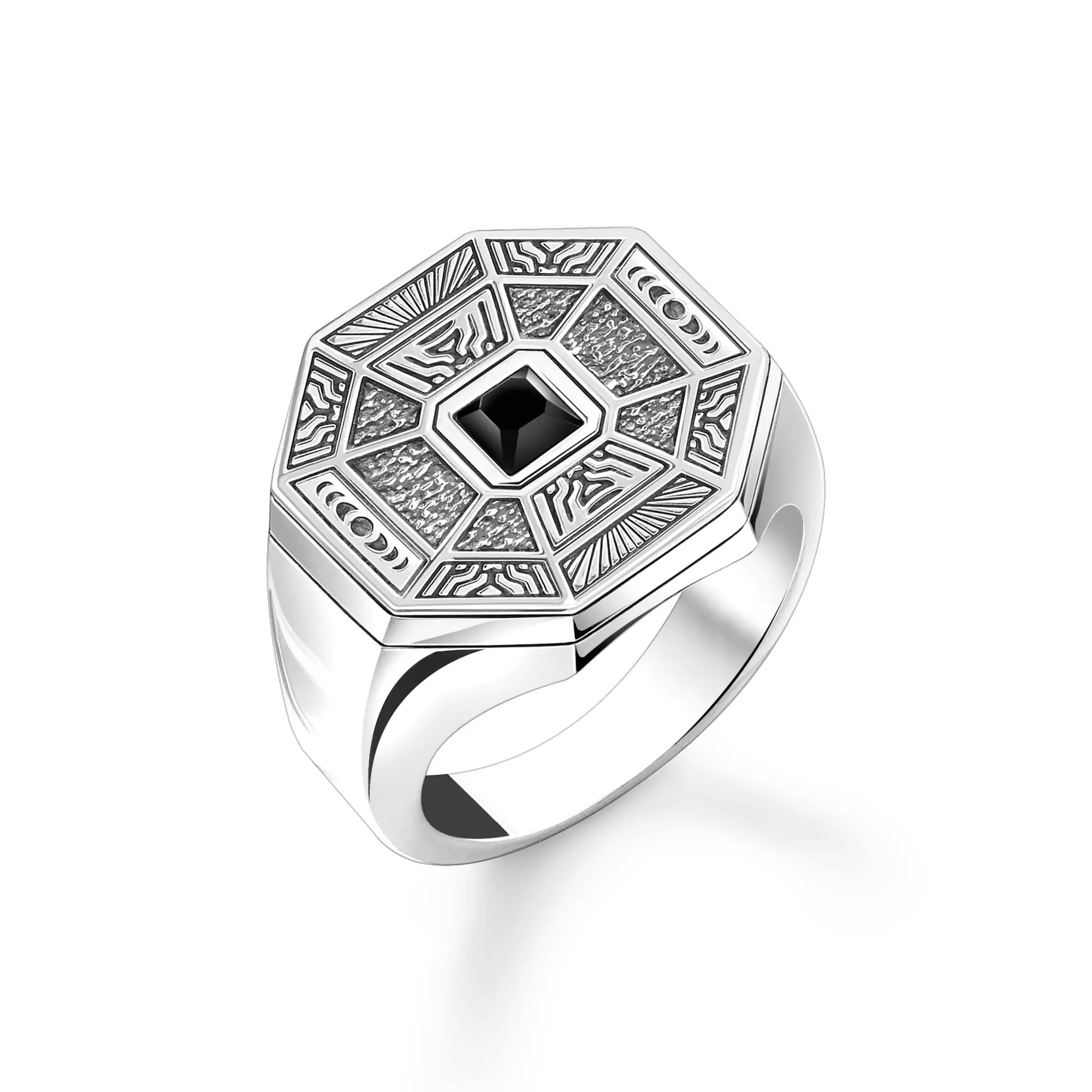 Thomas Sabo Ring - Silber geschw. + Achat - schwarz - Oktagon