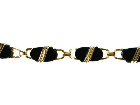 Gold auf Silber Armband 19 cm x 11mm mit echtem Onyx, Hersteller Juwelier Harnisch, vergoldet, elegant und stilvoll gestaltet, perfekt für besondere Anlässe.