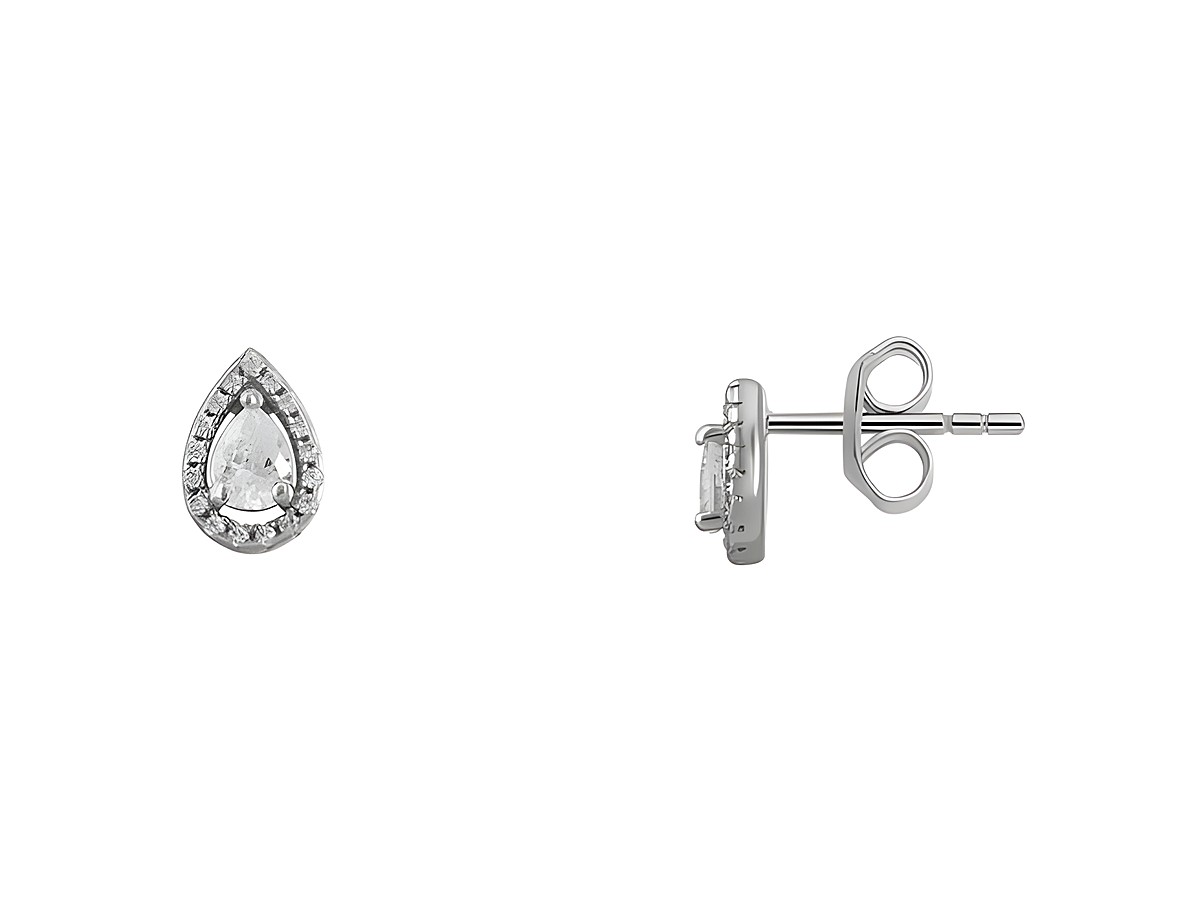 Xenox Sterling Silber Ohrringe XS6076 FANCY CUT in tropfenförmigem Design mit funkelndem Stein und glänzender Umrandung für eleganten Ohrschmuck.