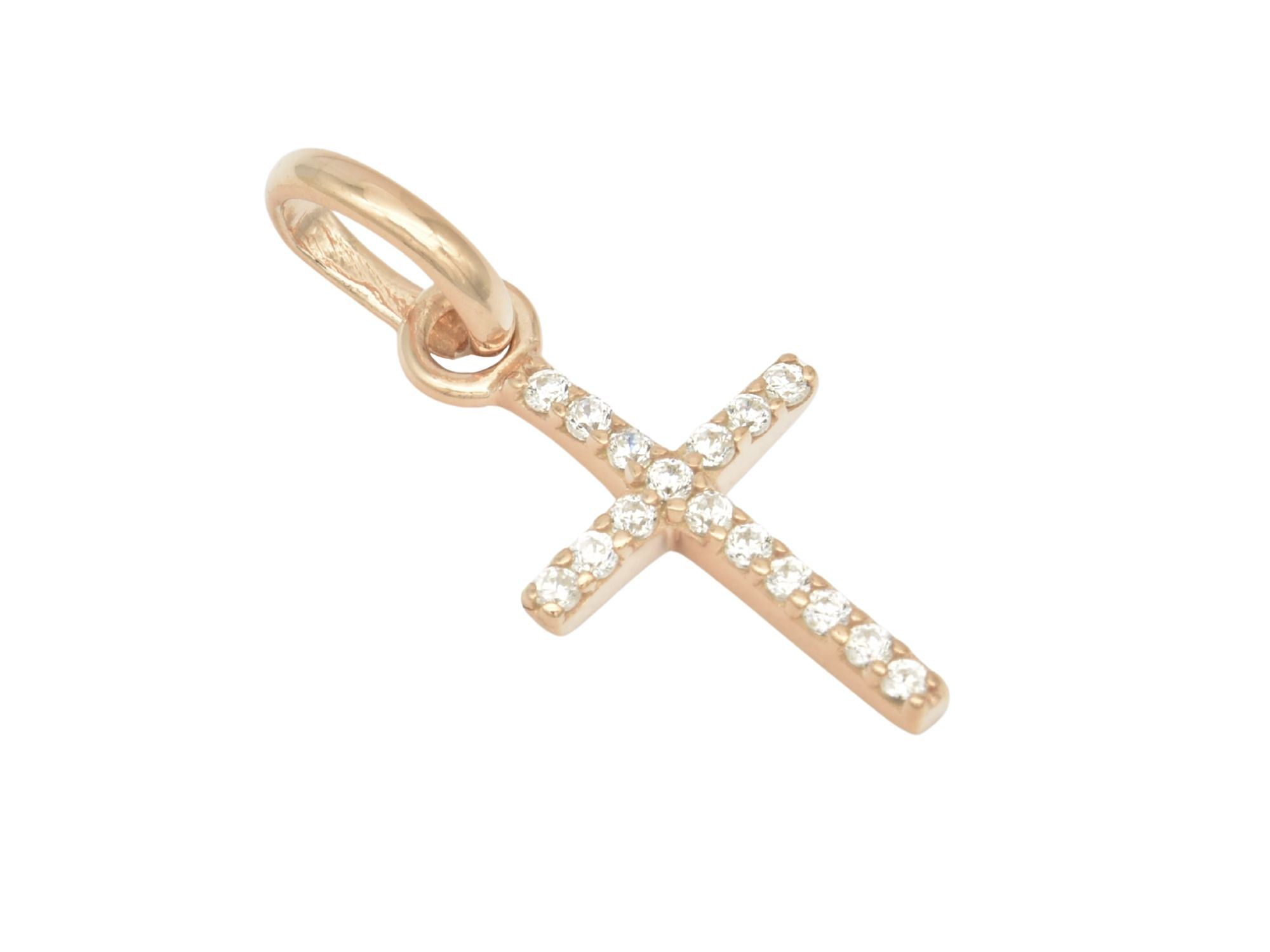 Anhänger Kreuz - elegant - Sterling Silber Roségold Vergoldung - Zirkonia